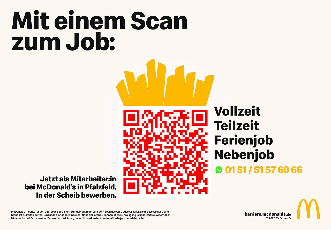 Plakatmotiv von McDonalds zur Personalgewinnung