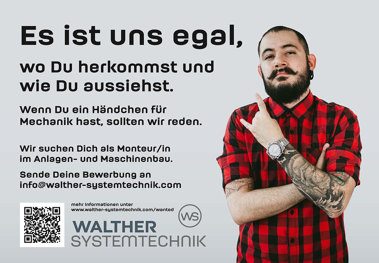 Plakatmotiv von Walther Systemtechnik zur Personalgewinnung